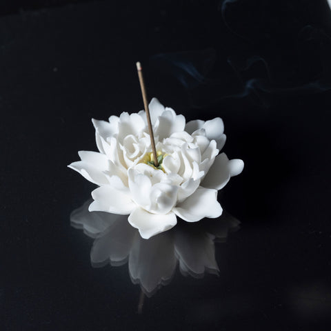 Handmade White Peony Incense Holder