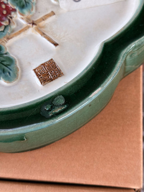 Green ceramic hanging vase wall art– handcrafted by Hog Lane.