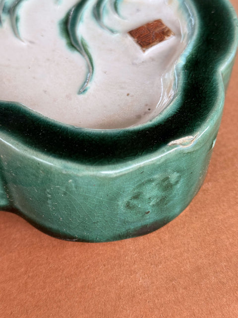 Green ceramic hanging vase wall art– handcrafted by Hog Lane.