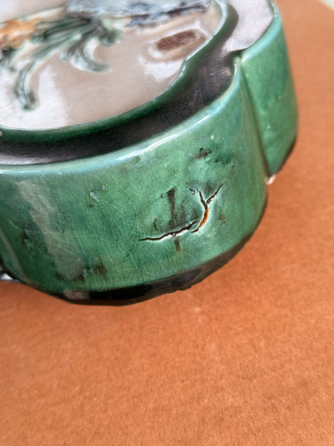 Green ceramic hanging vase wall art– handcrafted by Hog Lane.