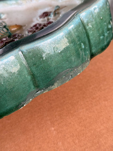 Green ceramic hanging vase wall art– handcrafted by Hog Lane.