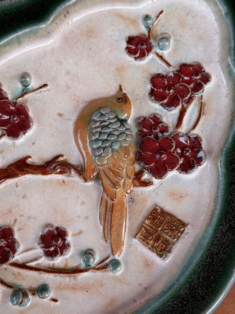 Green ceramic hanging vase wall art– handcrafted by Hog Lane.