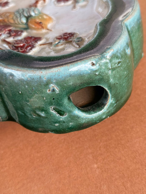 Green ceramic hanging vase wall art– handcrafted by Hog Lane.