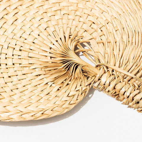 Peach Shaped Handwoven Palm Leaf Fan