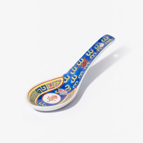 Wan Shou Wu Jiang Porcelain Spoon - Blue
