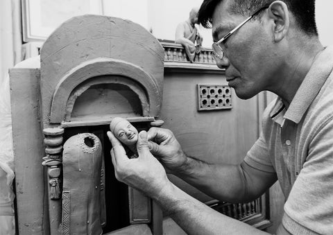 Scholar’s Rock-Inspired Paperweight in Blue Feather Glaze